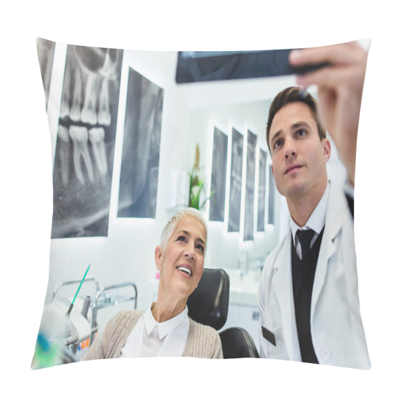 Personality  Dentist And Patient In Dental Clinic Pillow Covers