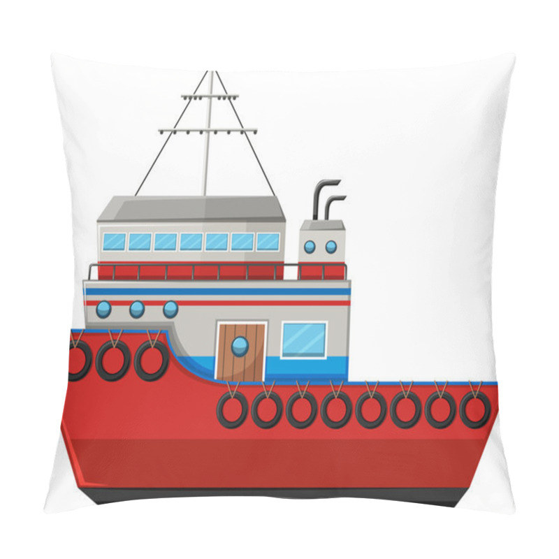 Personality  Fishing Boat On White Background Pillow Covers