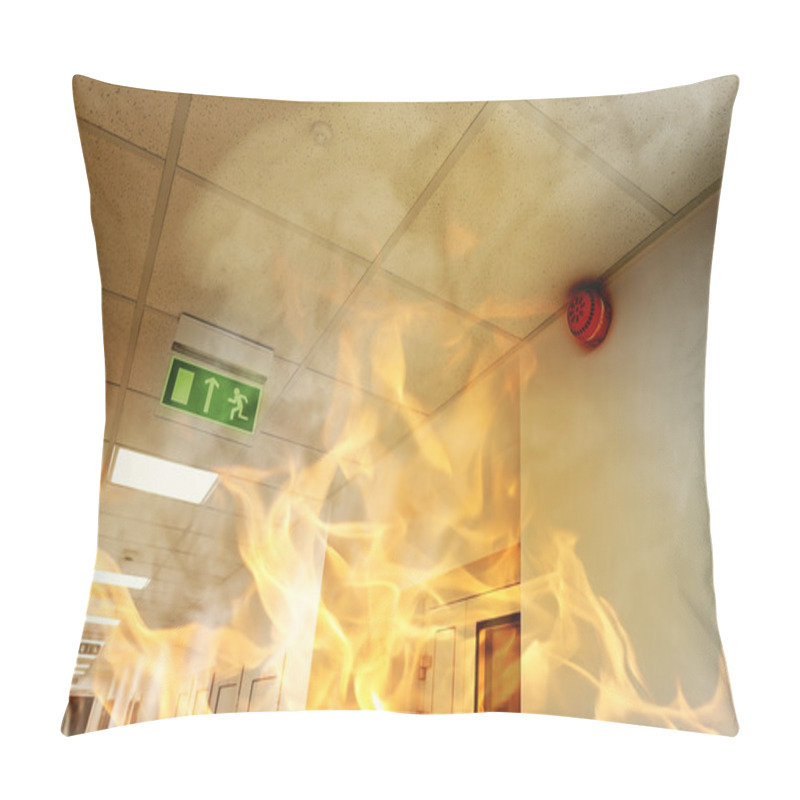 Personality  Big Fire In The Modern Office Building Pillow Covers