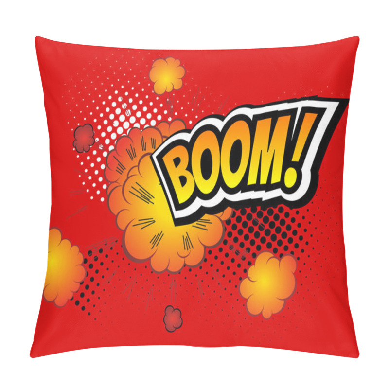 Personality  Boom. Vector Retro Comic Speech Bubble, Cartoon Comics Template. Mock-up Of Book Design Elements. Sound Effects, Colored Halftone Background Pillow Covers