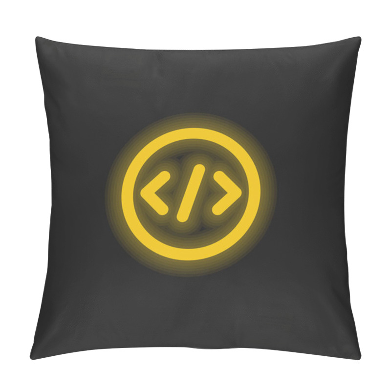 Personality  Bracket Yellow Glowing Neon Icon Pillow Covers