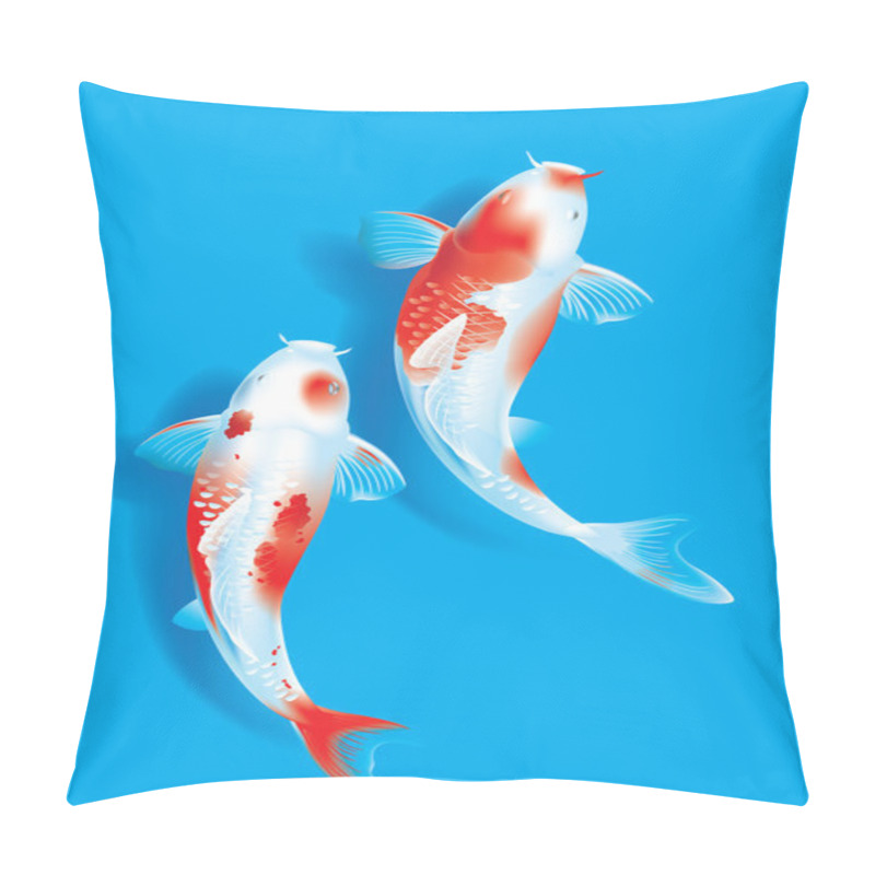 Personality  Koi Couple On Blue Pillow Covers