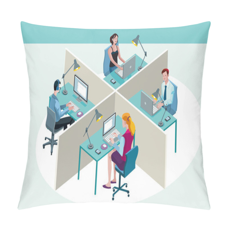 Personality  Office Workers Sitting At Their Desks Pillow Covers