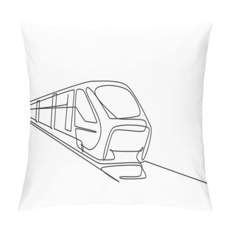 Personality  Single One Line Drawing Of Train Seen From The Front Prepares To Carry Passengers Quickly, Safely And Comfortably To Their Destination. Modern Continuous Line Draw Design Graphic Vector Illustration. Pillow Covers