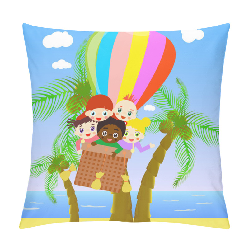 Personality  Happy Children Fly With Balloon Pillow Covers