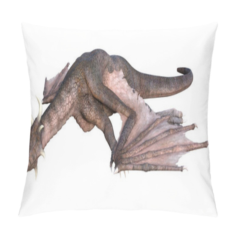 Personality  3d Rendering Of A Fantasy Dragon Isolated On White Background Pillow Covers