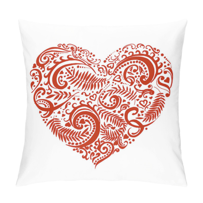 Personality  Vector Hand Drawn Sketch Of Heart With Ornaments Illustration On White Background Pillow Covers