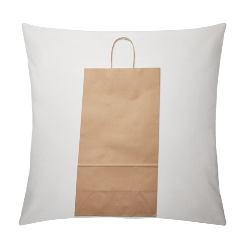 Personality  Top View Of Food Delivery Paper Bag On White Surface, Minimalistic Concept  Pillow Covers