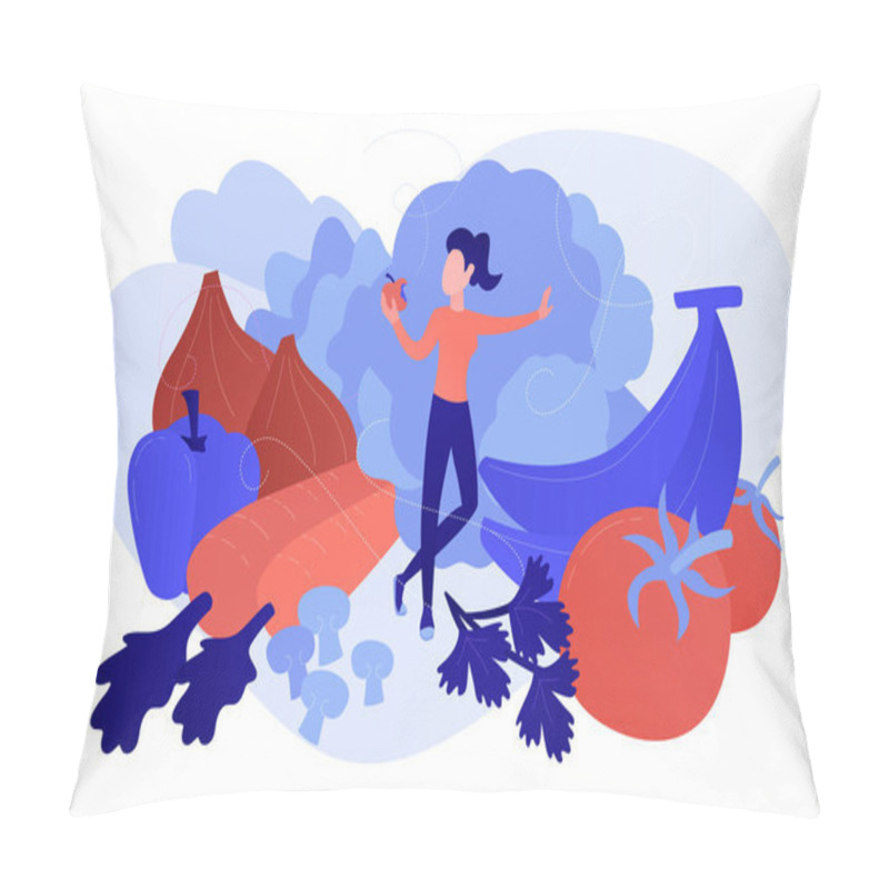 Personality  Raw Veganism Concept Vector Illustration. Pillow Covers