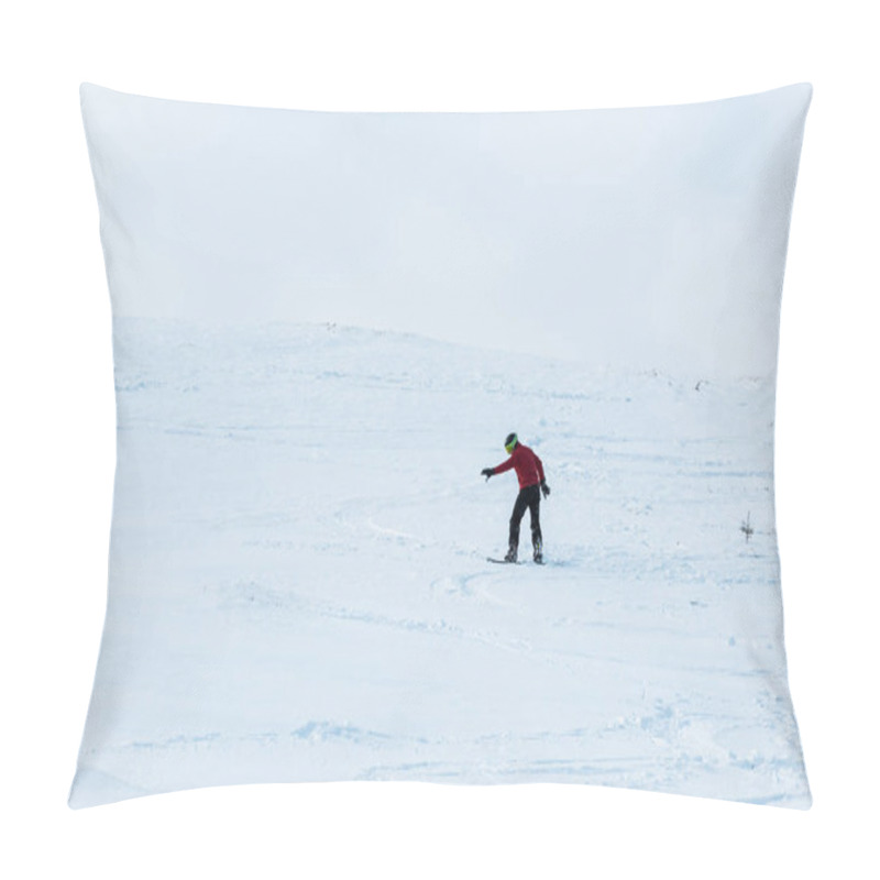 Personality  Snowboarder Riding On Slope With White Snow Outside  Pillow Covers