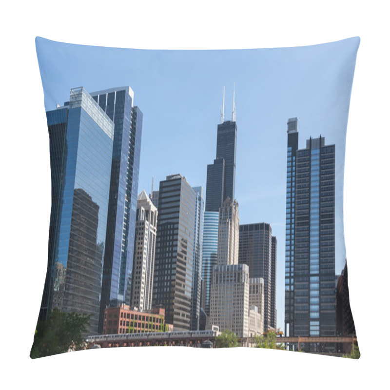 Personality  Chicago Skyline From The River Pillow Covers