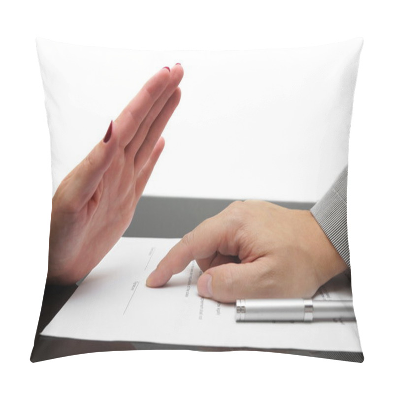 Personality  Woman Refusing To Sign Contract Or Divorce Pillow Covers