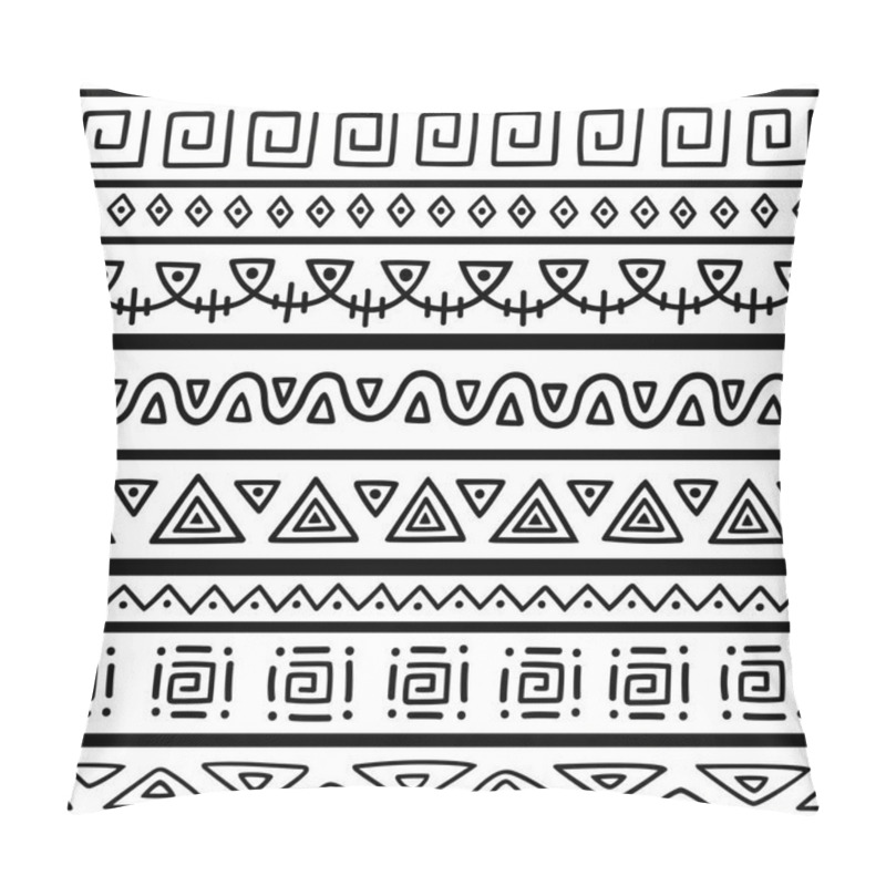 Personality  Seamless Pattern In Ethnic Style. Ornamental Element African Theme. Set Of Seamless Vintage Decorative Tribal Border. Traditional African Pattern Background With Tribal Elements Form. Pillow Covers