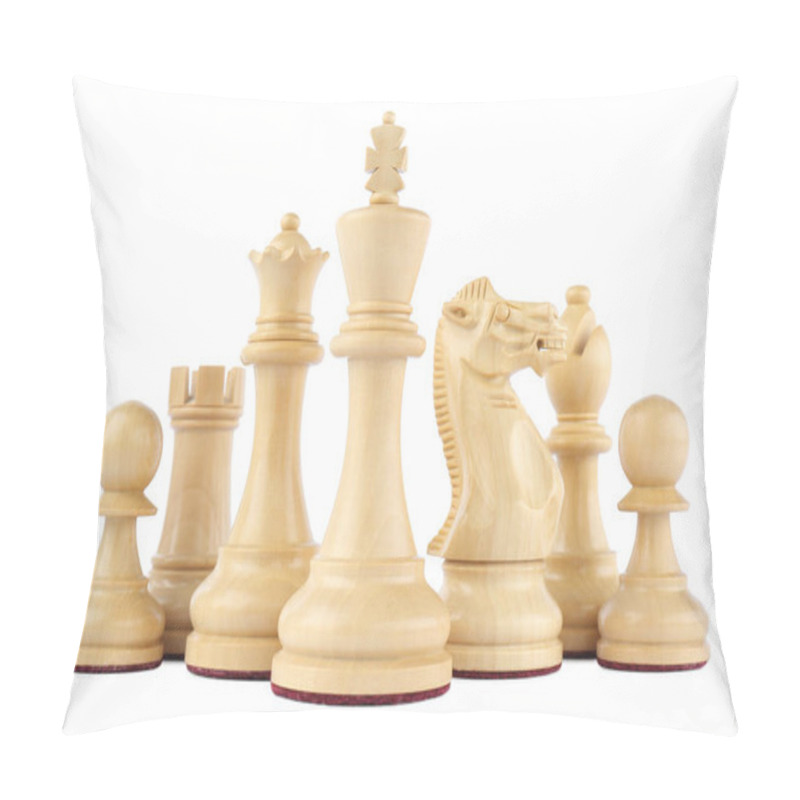 Personality  Set Of Wooden Chess Pieces On White Background Pillow Covers