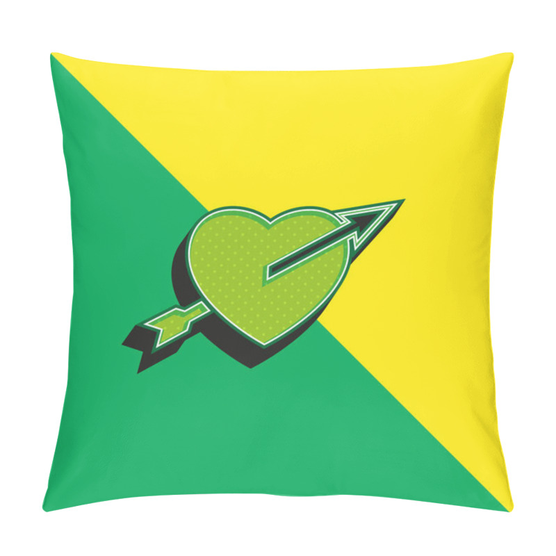 Personality  Arrow Straight To The Heart Green And Yellow Modern 3d Vector Icon Logo Pillow Covers