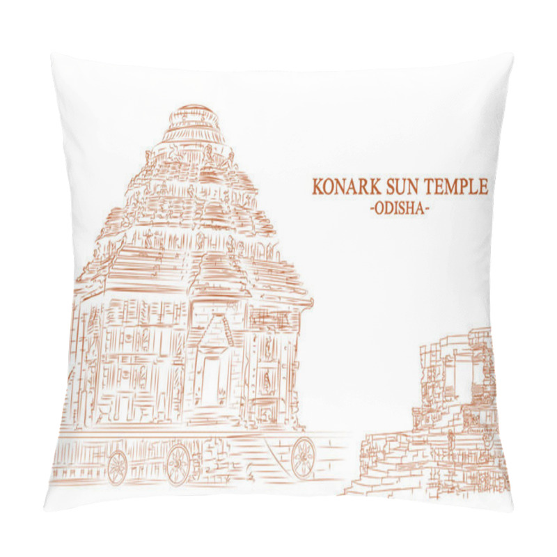 Personality  Illustration Of Konark Sun Temple In Puri District, Odisha, India Pillow Covers