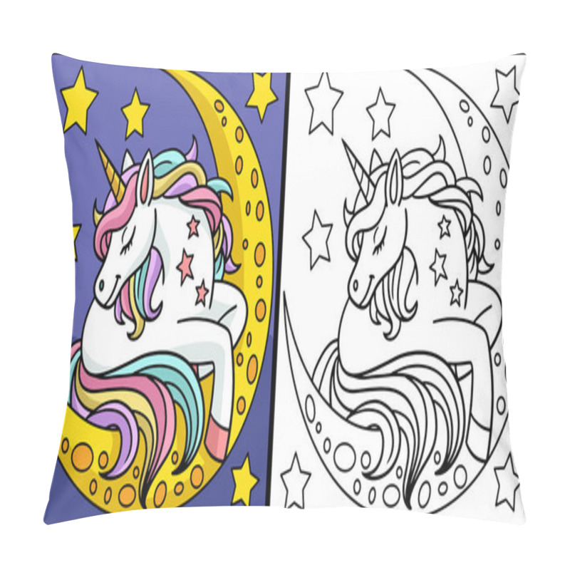 Personality  Unicorn Sleeping Over The Moon Illustration Pillow Covers