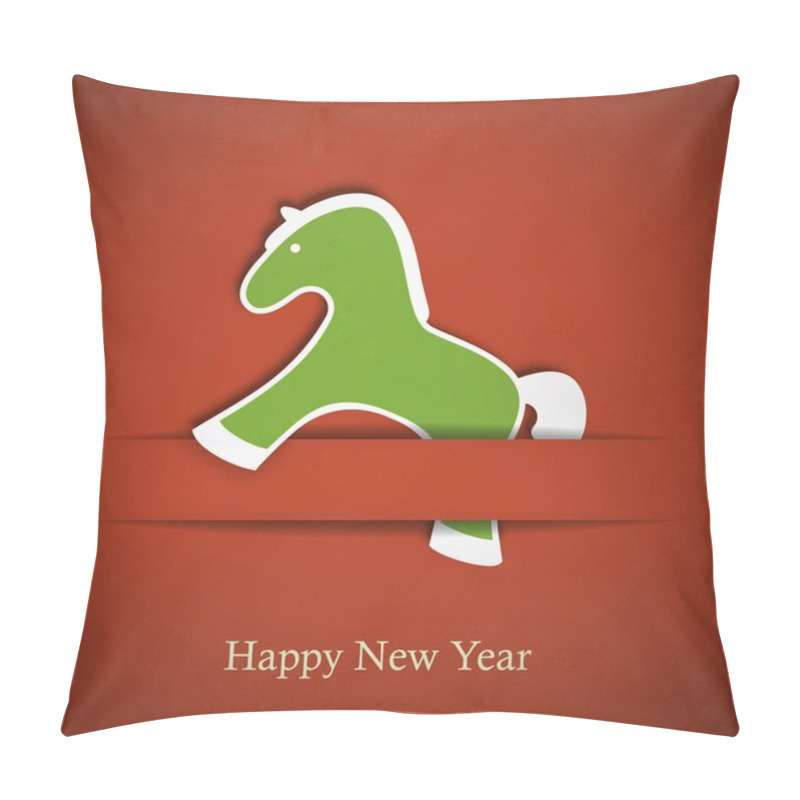 Personality  Christmas Card With Rocking Toy Horse. Pillow Covers