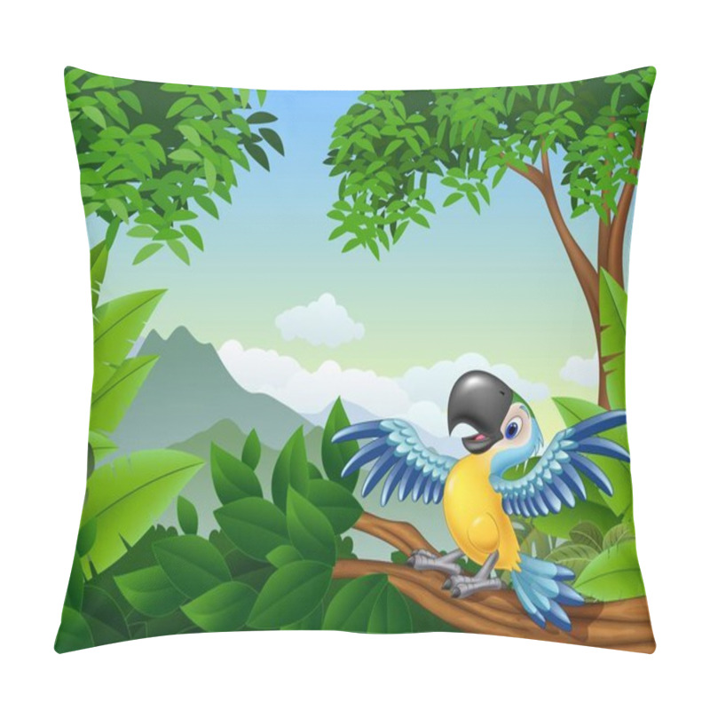 Personality  Cartoon Macaw In The Jungle Pillow Covers