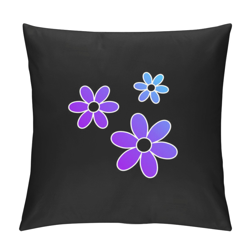 Personality  3 Flowers Blue Gradient Vector Icon Pillow Covers