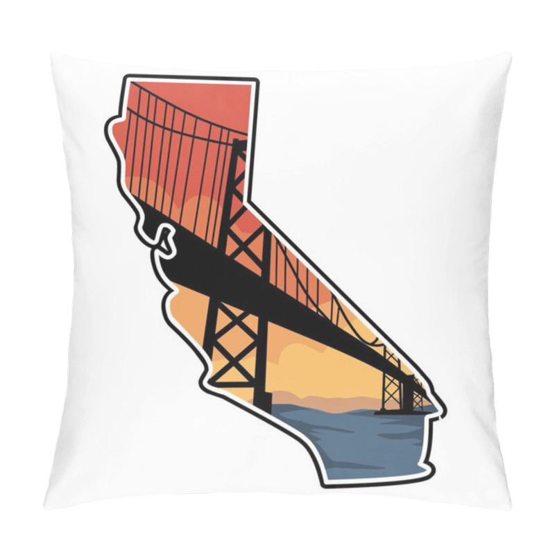 Personality  California Bridge Sunset Silhouette - Iconic Landmark Illustration Pillow Covers