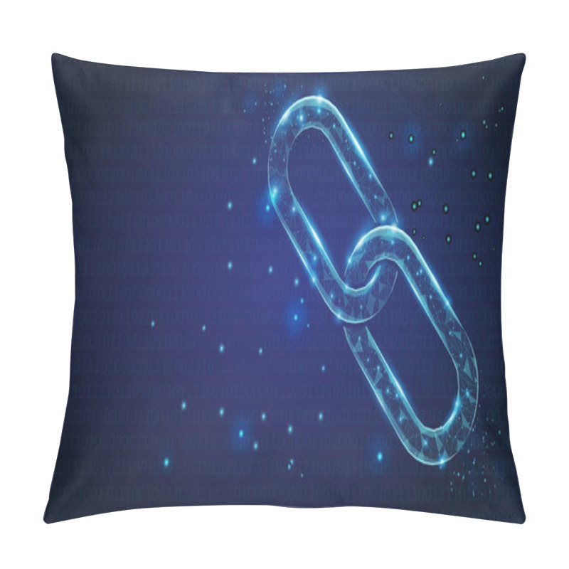 Personality  Abstract Chain Links Low Poly Consisting Of Points, Lines, And Shapes On Dark Blue Background. Vector Wireframe Concept. Pillow Covers