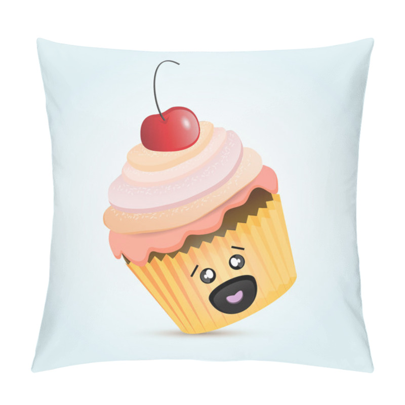 Personality  Cupcake With Cherrie White Bacground. Pillow Covers