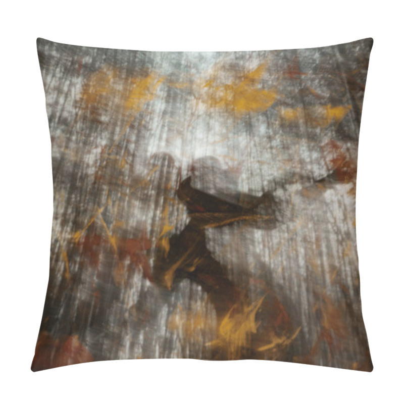 Personality  Abstract Forest Scene With Blurred Autumn Leaves And Tree Silhouettes. Pillow Covers