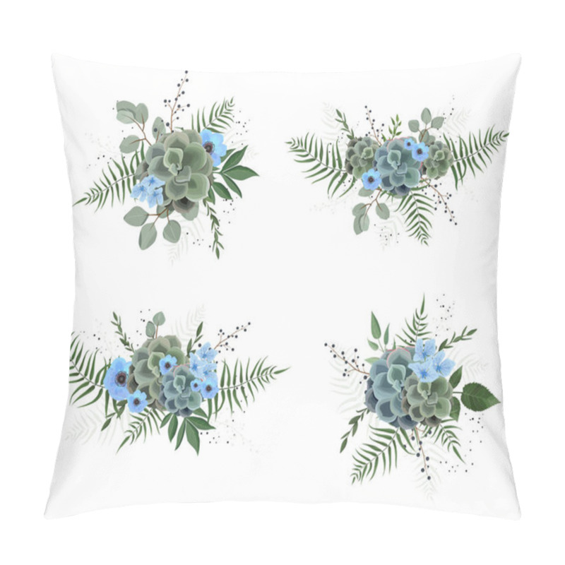 Personality  Vector Designer Elements Set Collection Of Green Eucalyptus, Art Foliage Natural Leaves Herbs In Watercolor Style. Pillow Covers