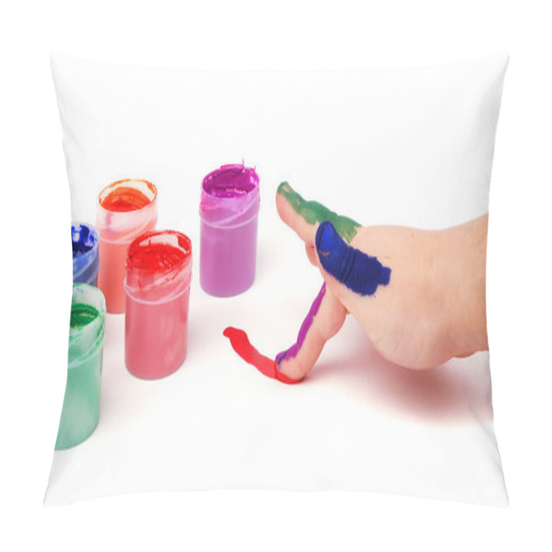 Personality  Baby Hands Holding Paint Buckets Pillow Covers