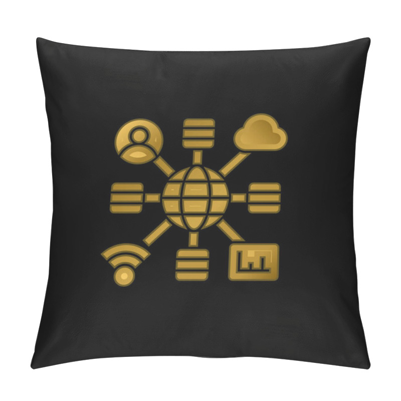 Personality  Big Data Gold Plated Metalic Icon Or Logo Vector Pillow Covers