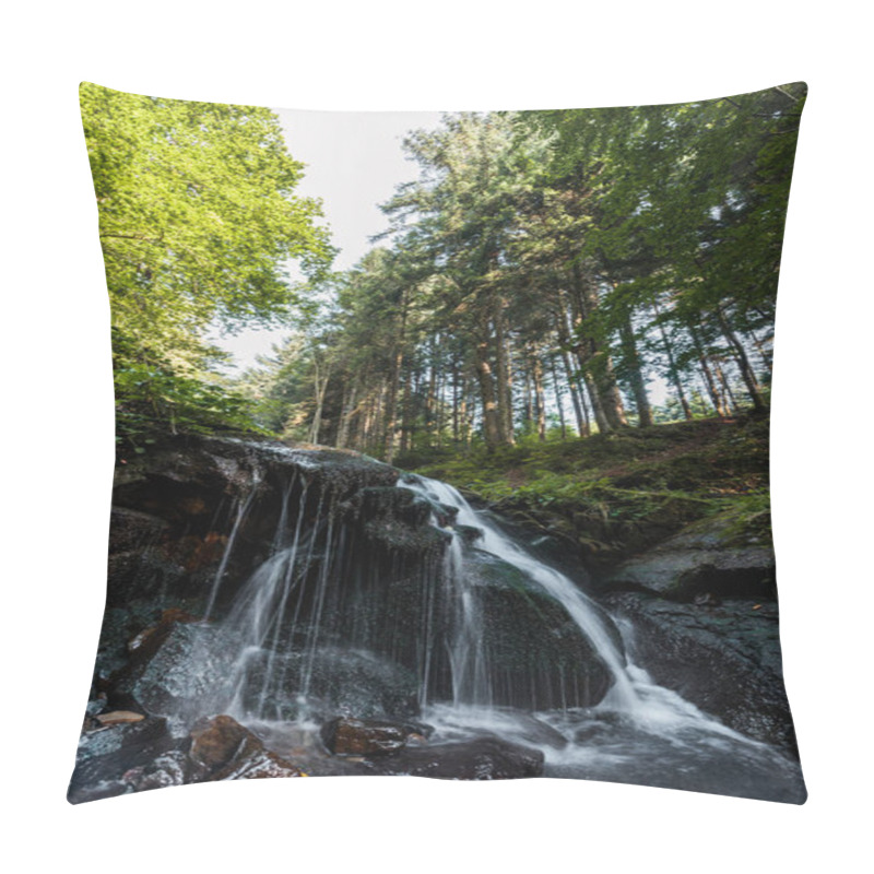 Personality  Water Falling On Wet Stones In Woods Pillow Covers