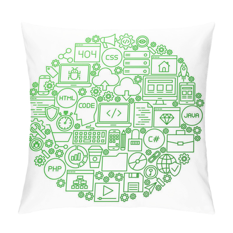 Personality  Coding Line Icon Circle Design Pillow Covers