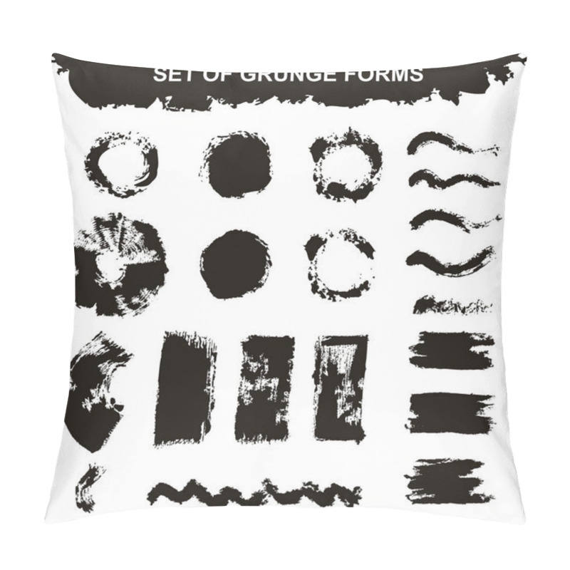 Personality  Vector Illustration, Grunge Set. Black Paint, Brush, Blot, Line. Pillow Covers