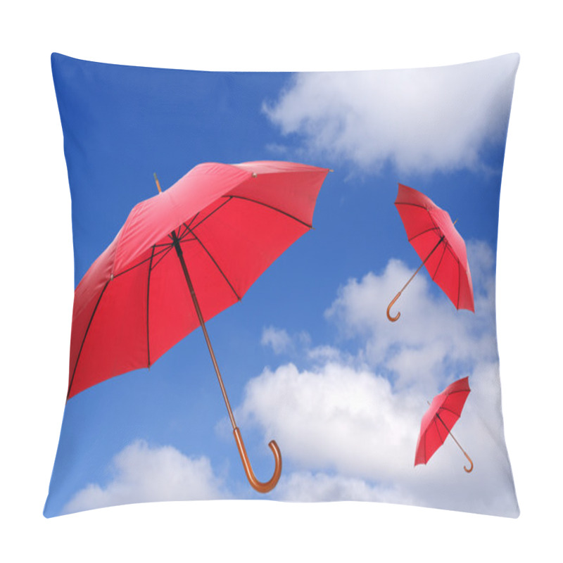 Personality  Three Red Umbrellas Flying Pillow Covers