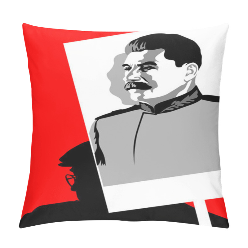 Personality  Man And Portrait Of Stalin Pillow Covers