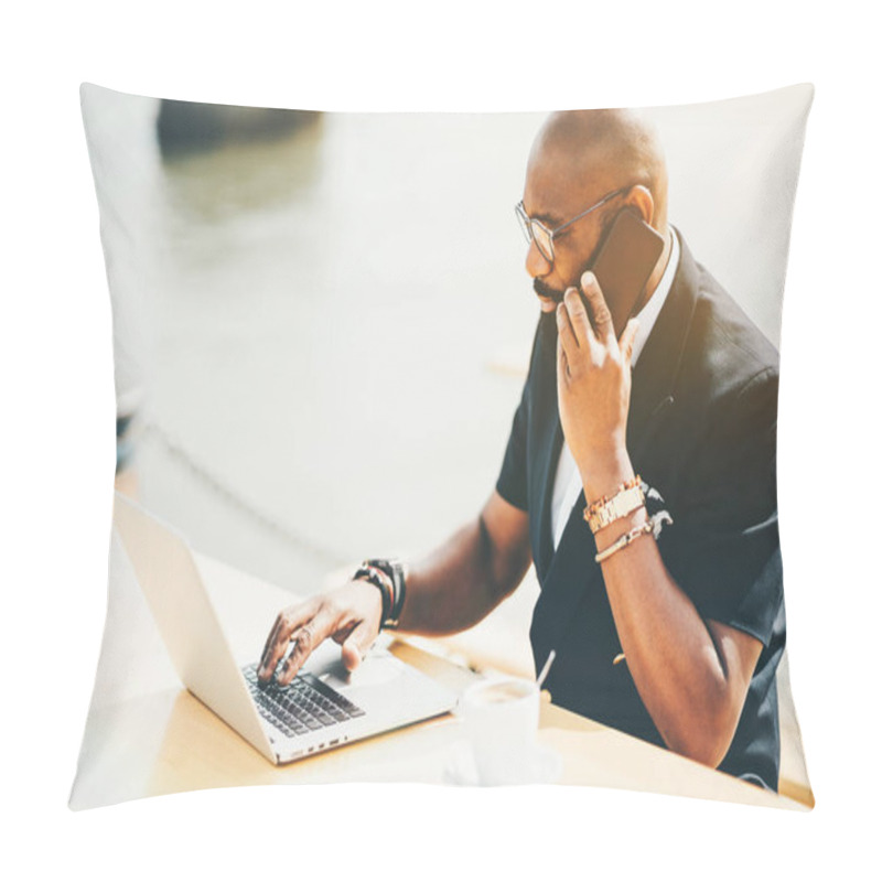 Personality  African Businessman With A Netbook Pillow Covers