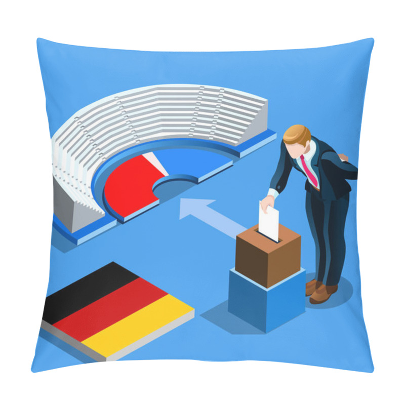 Personality  Germany Election German People Vote And Isometric Ballot Box Pillow Covers