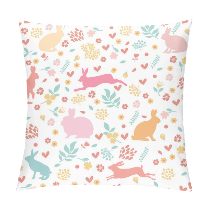 Personality  Rabbits In Hearts And Flowers. Pillow Covers