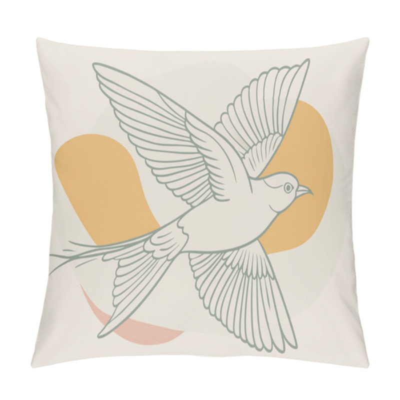 Personality  Stylized Flying Bird Illustration Highlighting Freedom And Grace Pillow Covers