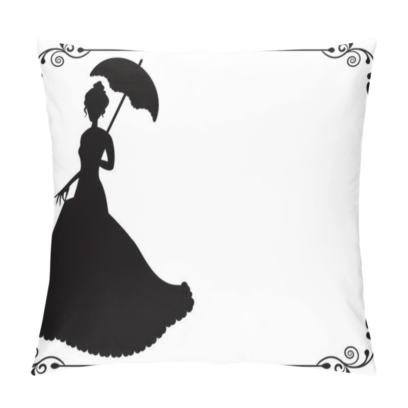 Personality  Retro Woman With Umbrella And Frame Pillow Covers