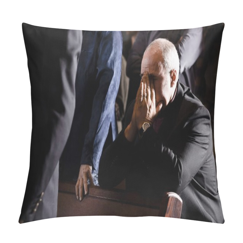 Personality  Man Praying In A Pew Pillow Covers