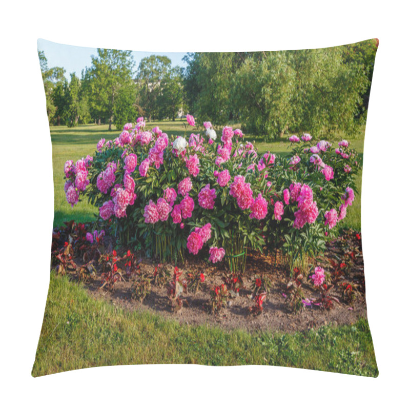 Personality  Flower Bed With Blooming Peonies Pillow Covers