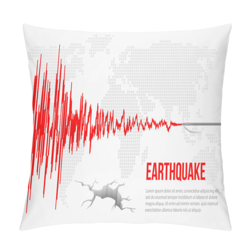 Personality  Red Earthquake Curve And World Map Background Vector Illustration Design Pillow Covers