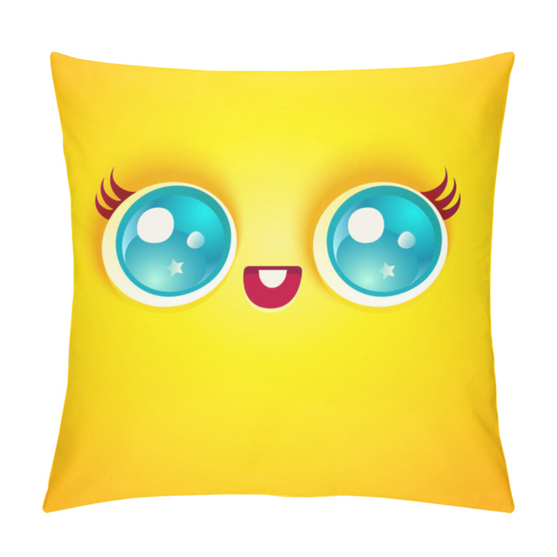 Personality  Kawaii Face With Eyes. Pillow Covers