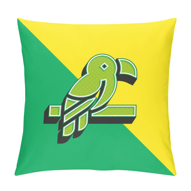 Personality  Bird Green And Yellow Modern 3d Vector Icon Logo Pillow Covers