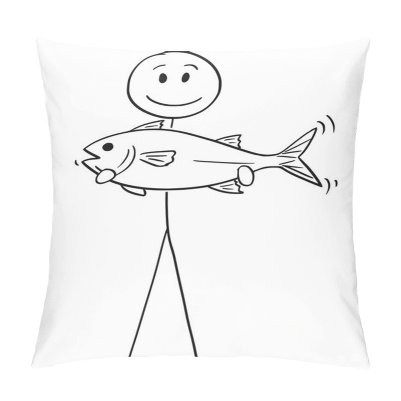 Personality  Cartoon Of Fisherman Holding A Catch Fish Pillow Covers