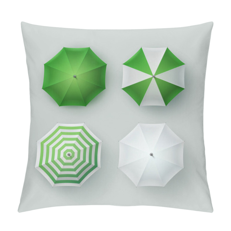 Personality  Set Of White Green Rain Umbrella Parasol Sunshade Top View Pillow Covers