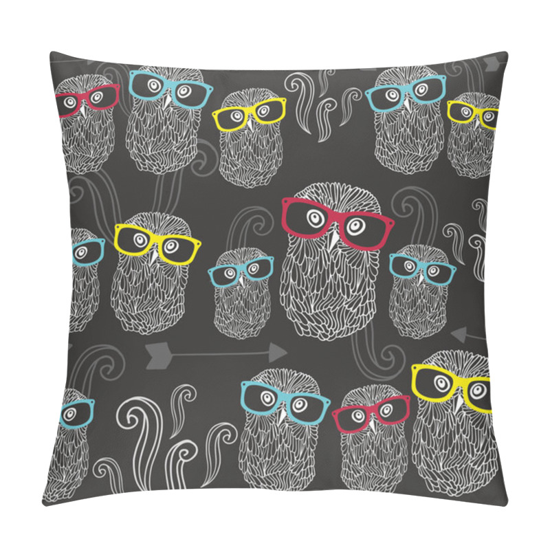 Personality  Seamless Pattern With Cute Owls Pillow Covers