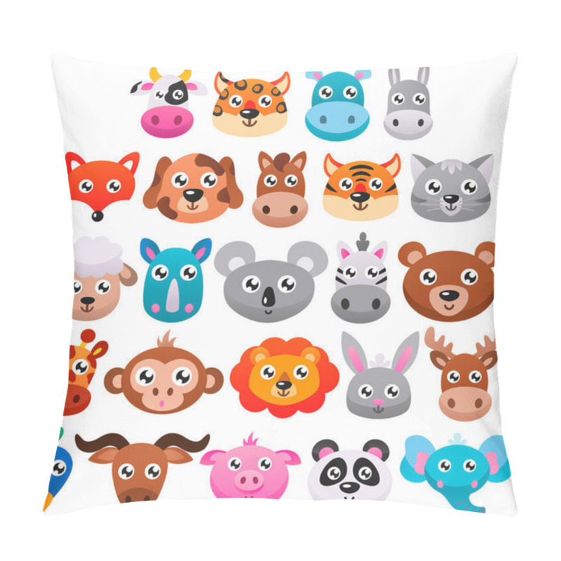 Personality  Big Set Of Cute Cartoon Animals. Vector Illustration. Pillow Covers